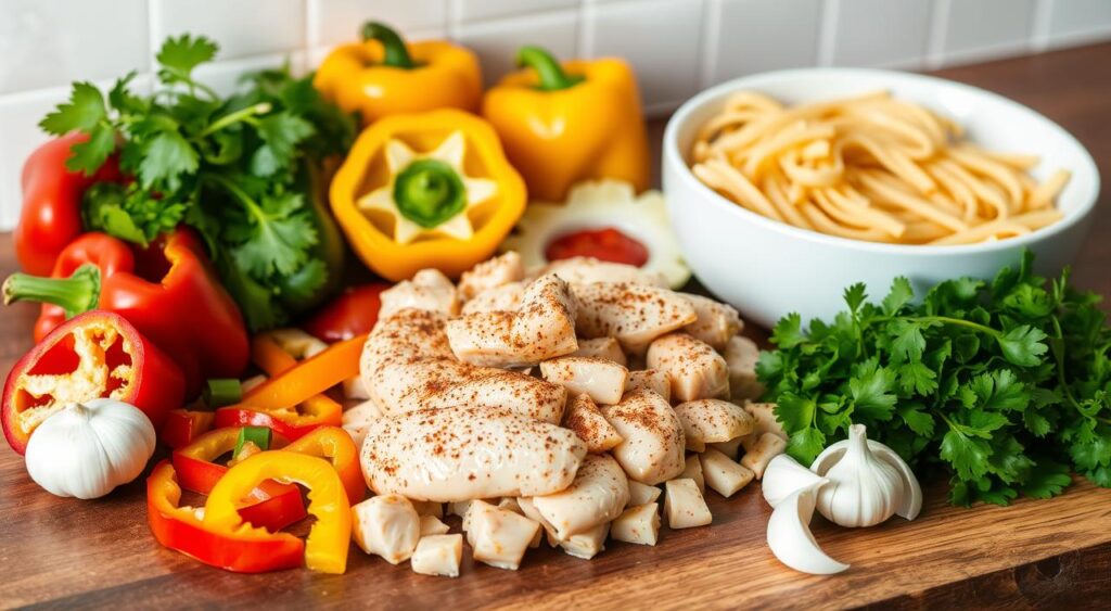 Chicken Fajita Pasta Ingredient Preparation