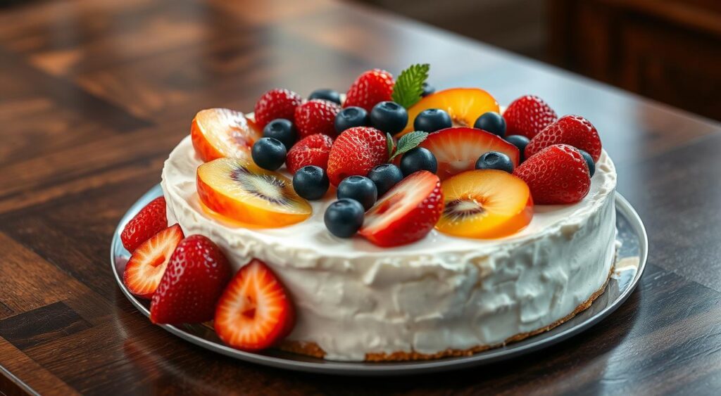 Fruit-Topped Cottage Cheese Cake