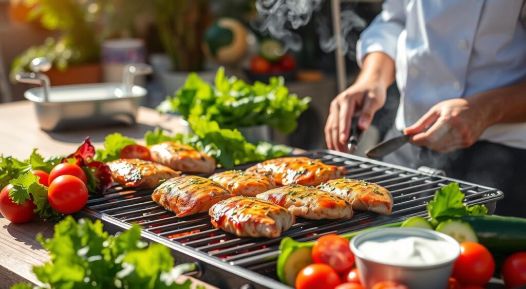 Grilled Chicken Salad Preparation