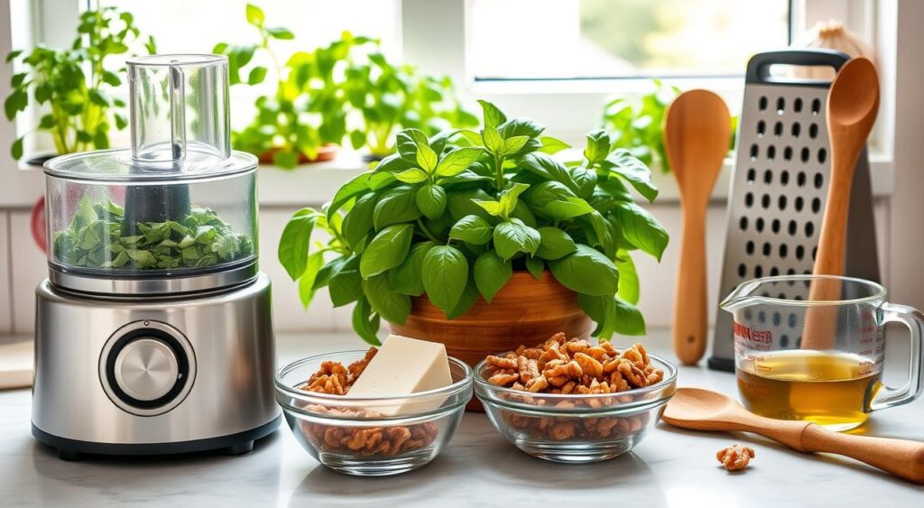 Kitchen equipment for easy pesto recipe