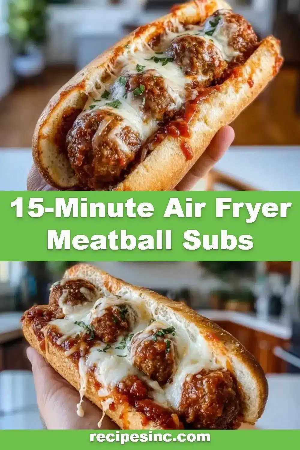 Delicious air fryer meatball subs ready to be enjoyed on a plate.