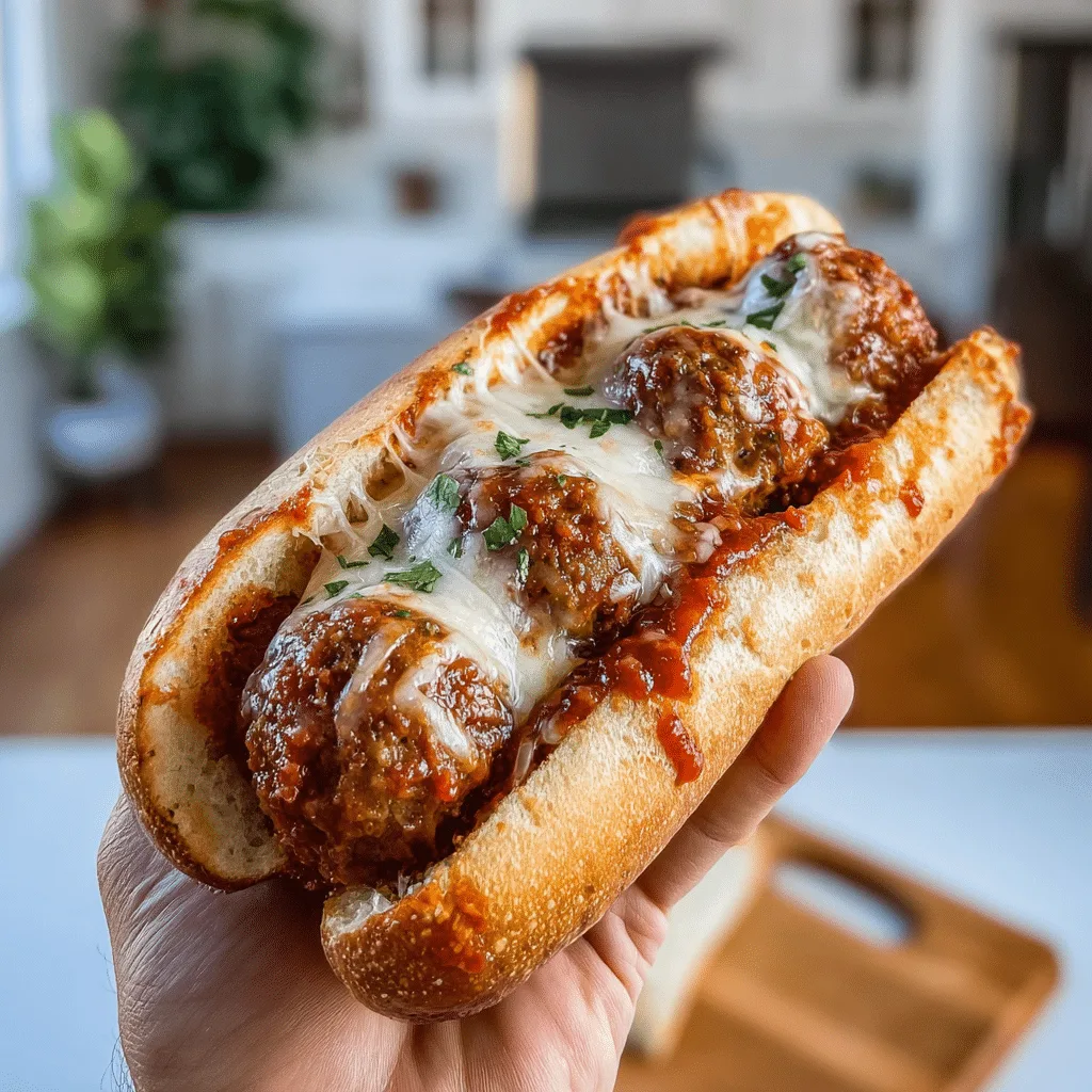 Delicious air fryer meatball subs ready to be enjoyed on a plate.