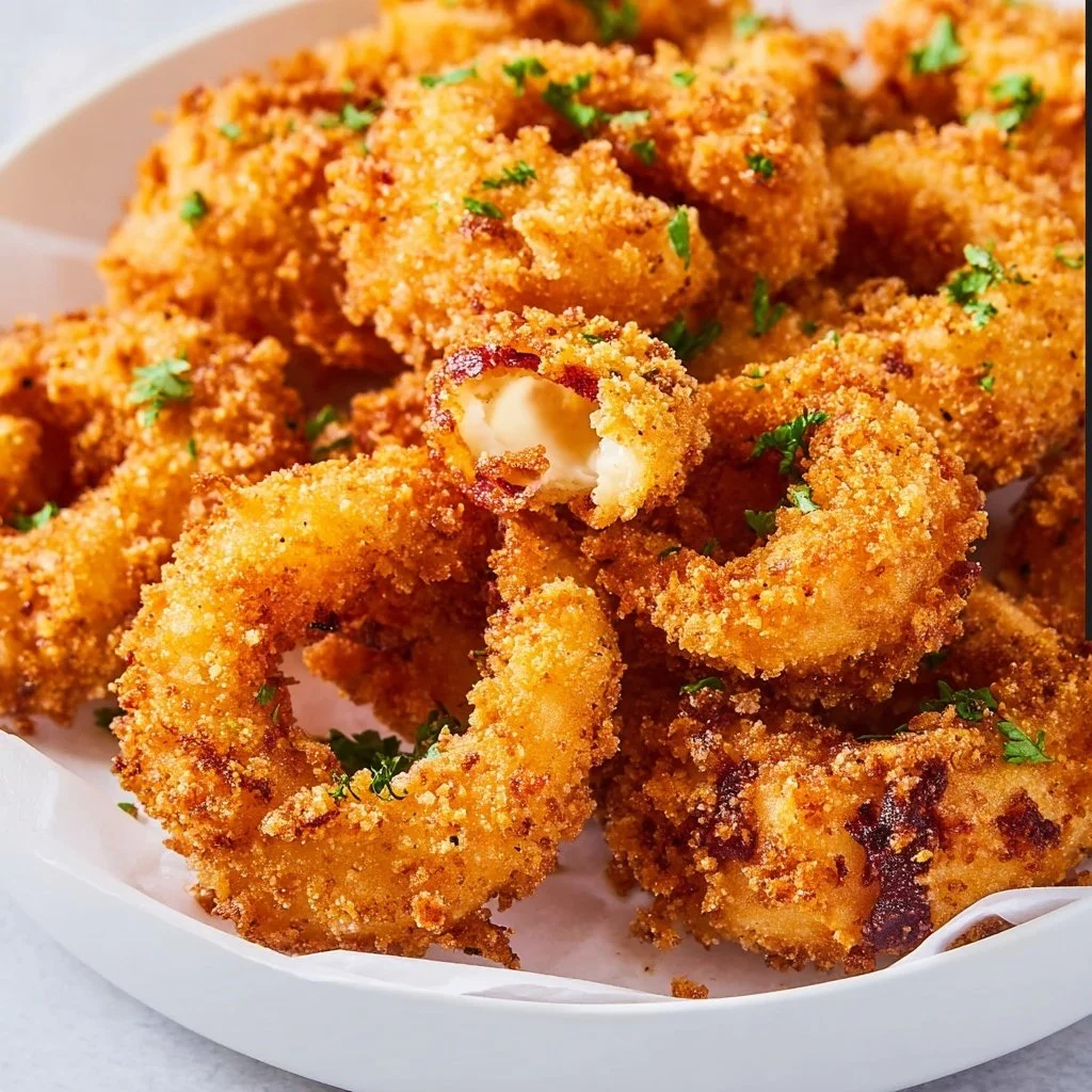 Crispy air fryer calamari served with dipping sauce