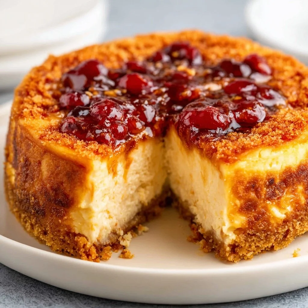 Delicious homemade Air Fryer Cheesecake served on a plate