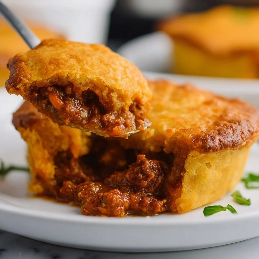 Delicious air fryer chili pot pie ready to serve