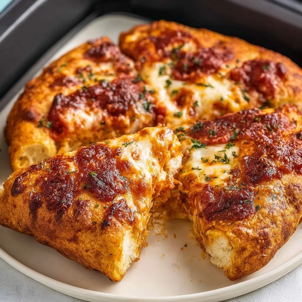 Homemade Air Fryer Pizza with crispy crust and fresh toppings