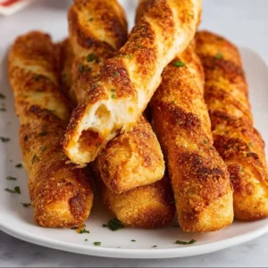 Crispy air fryer ranch breadsticks served with dipping sauce