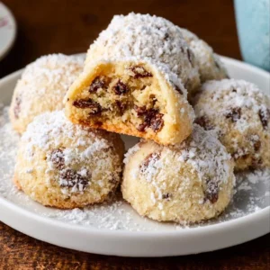 Batch of freshly baked Air Fryer Snowball Cookies on a cooling rack.