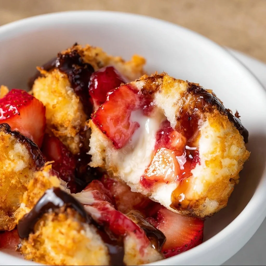 Delicious Air Fryer Strawberry Banana Bowls served in a colorful dish.