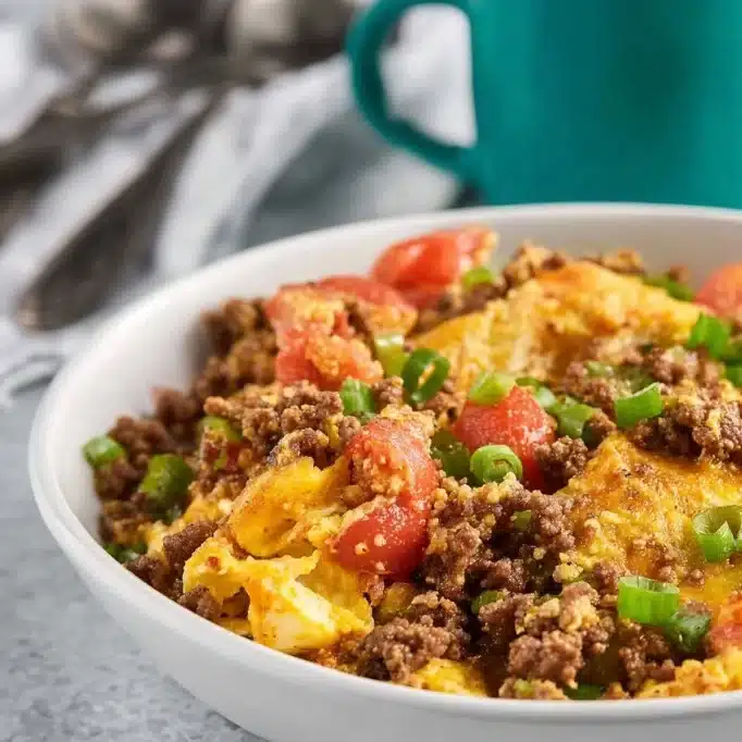 Delicious Air Fryer Taco Casserole Keto dish with vibrant toppings