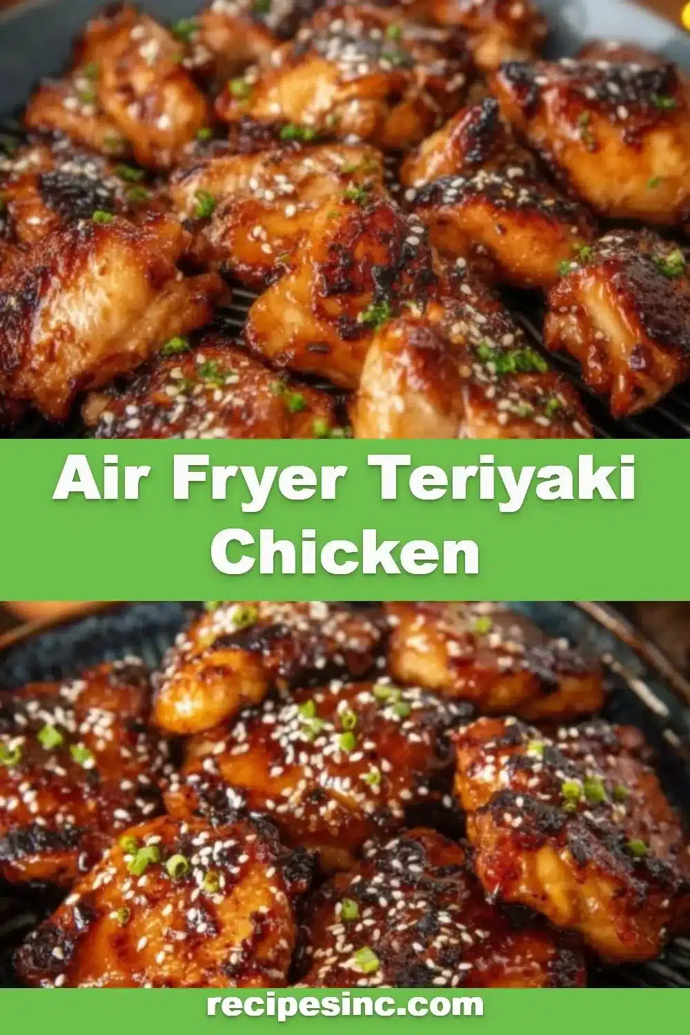 Air Fryer Teriyaki Chicken dish garnished with green onions