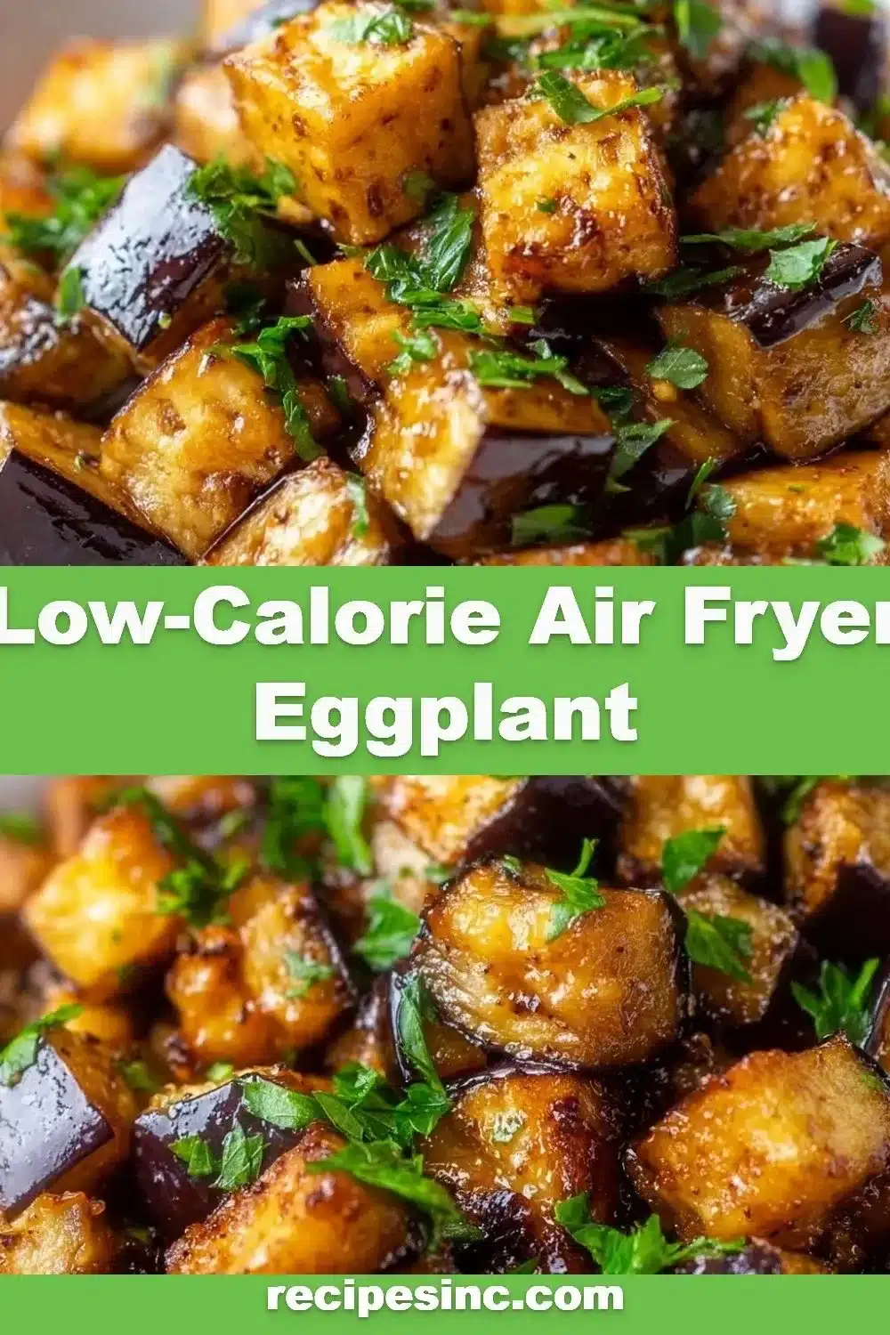 Delicious low-calorie air fryer eggplant dish served on a plate.