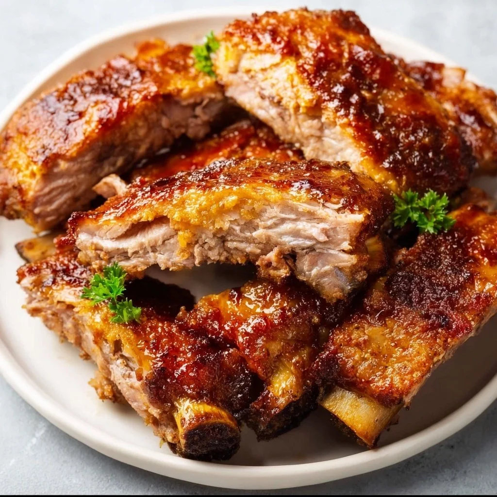 Deliciously reheated ribs in an air fryer, perfect for any meal.