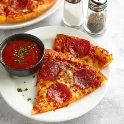 Crispy reheated pizza cooked in an air fryer for delicious leftovers