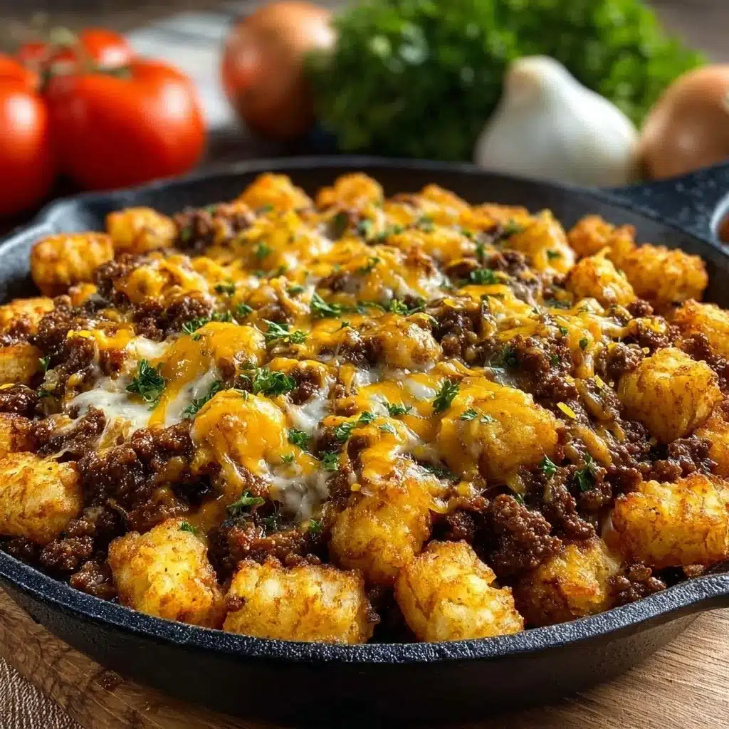 A hearty Sloppy Joe Potato Skillet with ground beef and potatoes in a savory sauce.