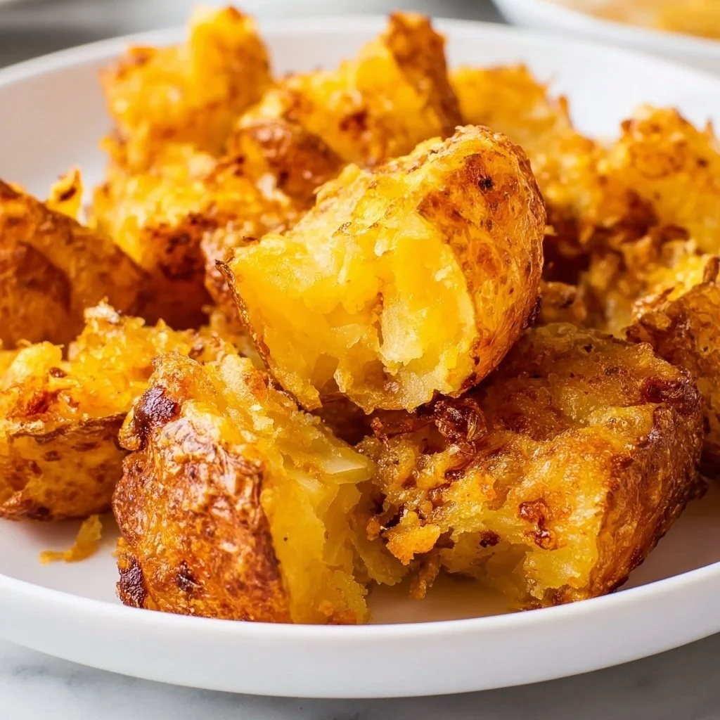 Delicious air fryer cheesy potatoes served in a bowl