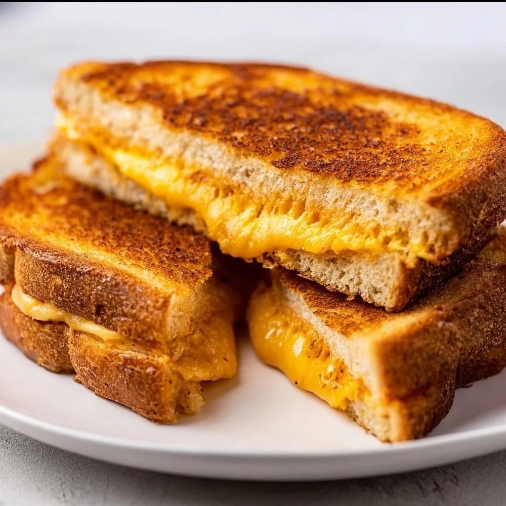 Delicious air fryer grilled cheese sandwich with melted cheese and toasted bread