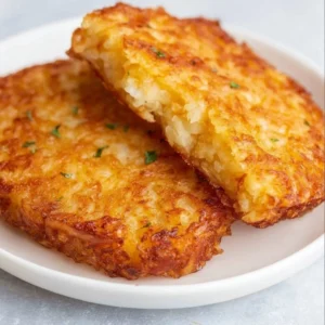Crispy Air Fryer hash browns served on a plate