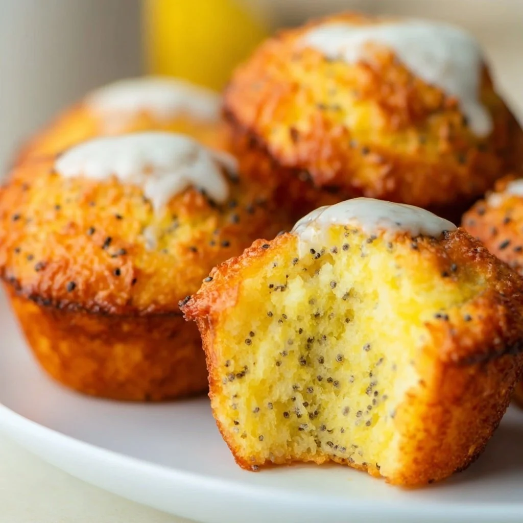 Air Fryer Lemon Poppy Seed Muffins ready to enjoy for breakfast or snack time.