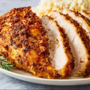 Air fryer turkey breast cooked to perfection, ready to serve