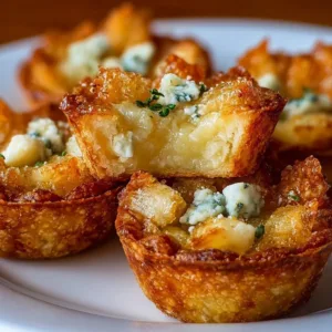 Delicious blue cheese mini tarts served on a platter for gourmet appetizers