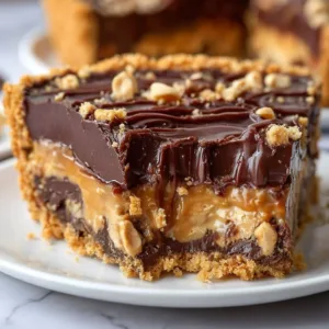 Delicious Chocolate Peanut Snickers Pie with chocolate and peanuts