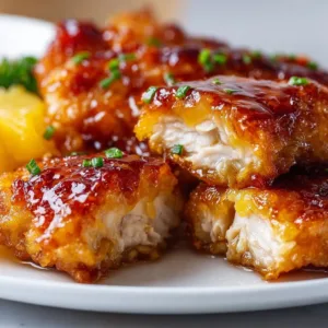 Hawaiian Pineapple Chicken Pan dish with vibrant colors and pineapple garnish