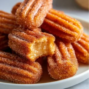 Delicious healthy baked churro bites drizzled with cinnamon sugar