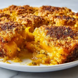 Delicious old-fashioned squash casserole baked with cheese and breadcrumbs