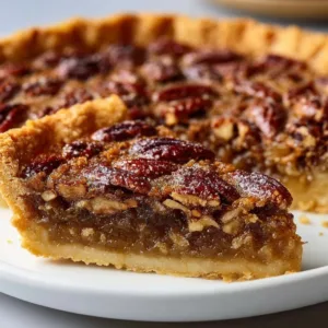 Simple Southern Pecan Pie with a golden crust and rich filling
