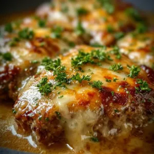Amish Hamburger Steak Bake served on a rustic plate with sides