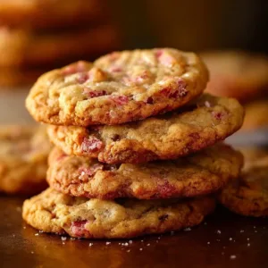 Delicious Brown Sugar Rhubarb Cookies on a wooden plate