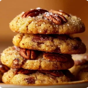 Delicious butter pecan cookies with pecans on a baking sheet