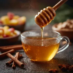 A jar of Canaan Honey showcasing its rich color and texture.