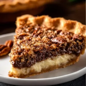 Delicious Chocolate Coconut Pecan Cream Pie with rich chocolate and toasted pecans