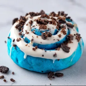 Delicious chocolate cookie cinnamon rolls topped with icing
