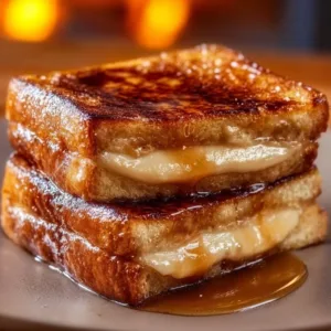 Delicious Crème Brûlée French Toast topped with caramelized sugar and fresh berries