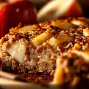 Delicious oatmeal apple breakfast bake with fresh apples and oats.
