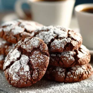 Freshly baked mocha chocolate crinkle cookies on a cooling rack