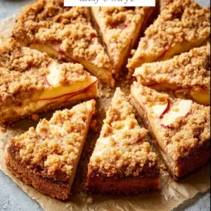 Easy apple crumble cake with a golden, crunchy topping and juicy apple filling