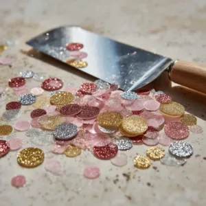 Colorful gelatin sequins for baking and crafting decoration
