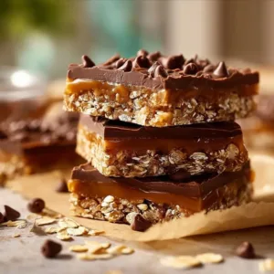 Healthy no bake chocolate oat bars made with oats and chocolate.