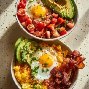 Delicious high protein breakfast bowls with various ingredients for a nutritious start.