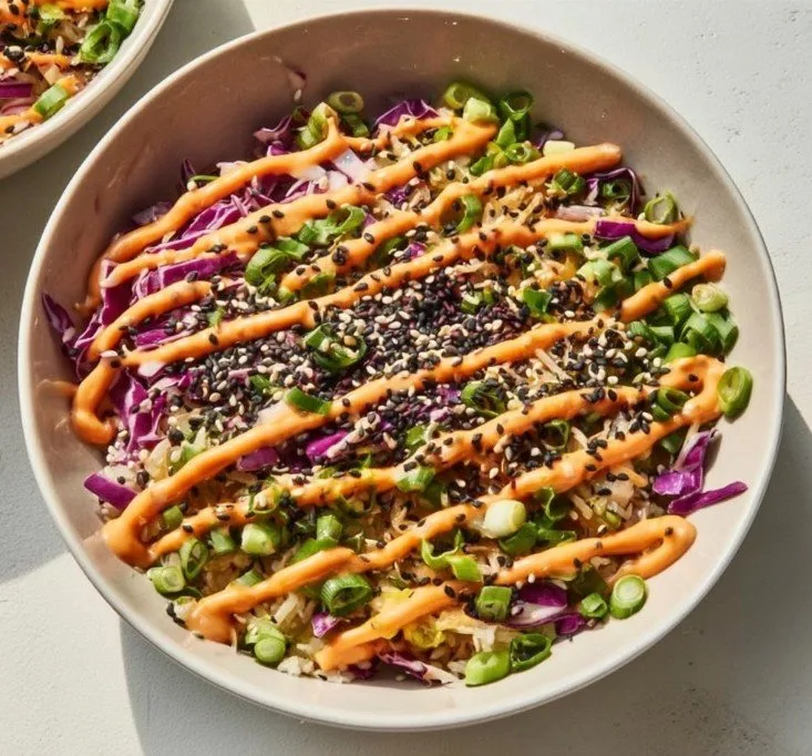 Healthy Egg Roll in a Bowl with Coleslaw Mix