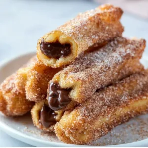 Delicious homemade churro bites with Nutella drizzle on top