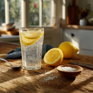Lemon baking soda alkaline shot for balancing pH and boosting health