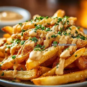 Delicious Louisiana Voodoo Fries served with dipping sauce on a plate.