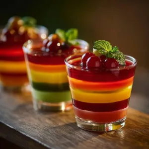 A bowl of creamy Milk Gelatin dessert topped with fresh fruits and nuts.