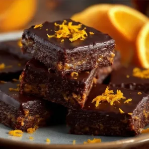 New Year chocolate orange celebration squares on a festive table.