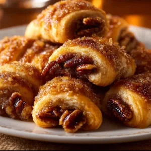 Delicious Pecan Pie Crescents baked to perfection with a pecan filling.